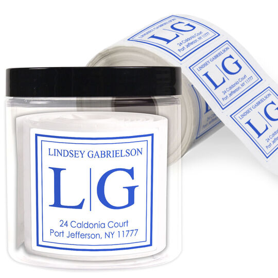 Modern Initials with Name Square Address Labels